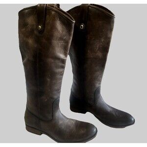 Frye Melissa Button Tall Women’s 7.5B Dark Brown Leather Riding Boots Pull on